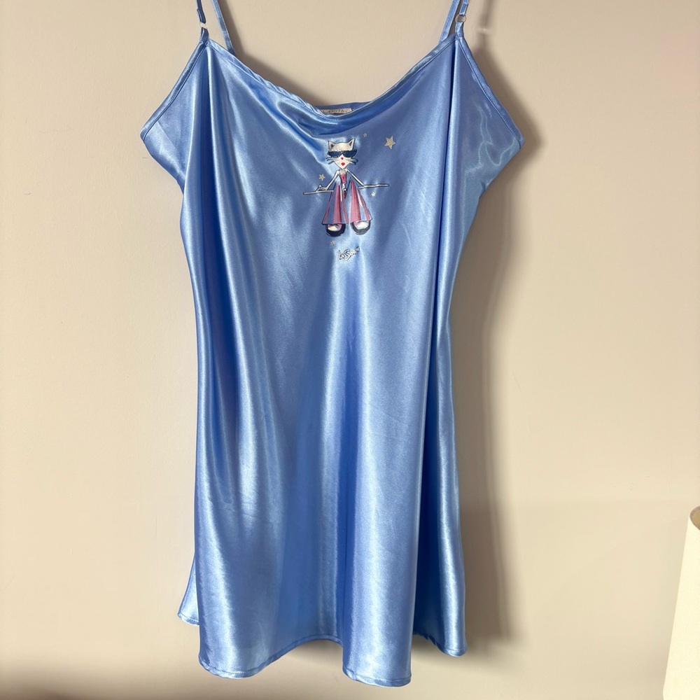 Y2K La Senza Blue Nightgown / Cat Slip Dress 🩵🐈 - Picture 2 of 9